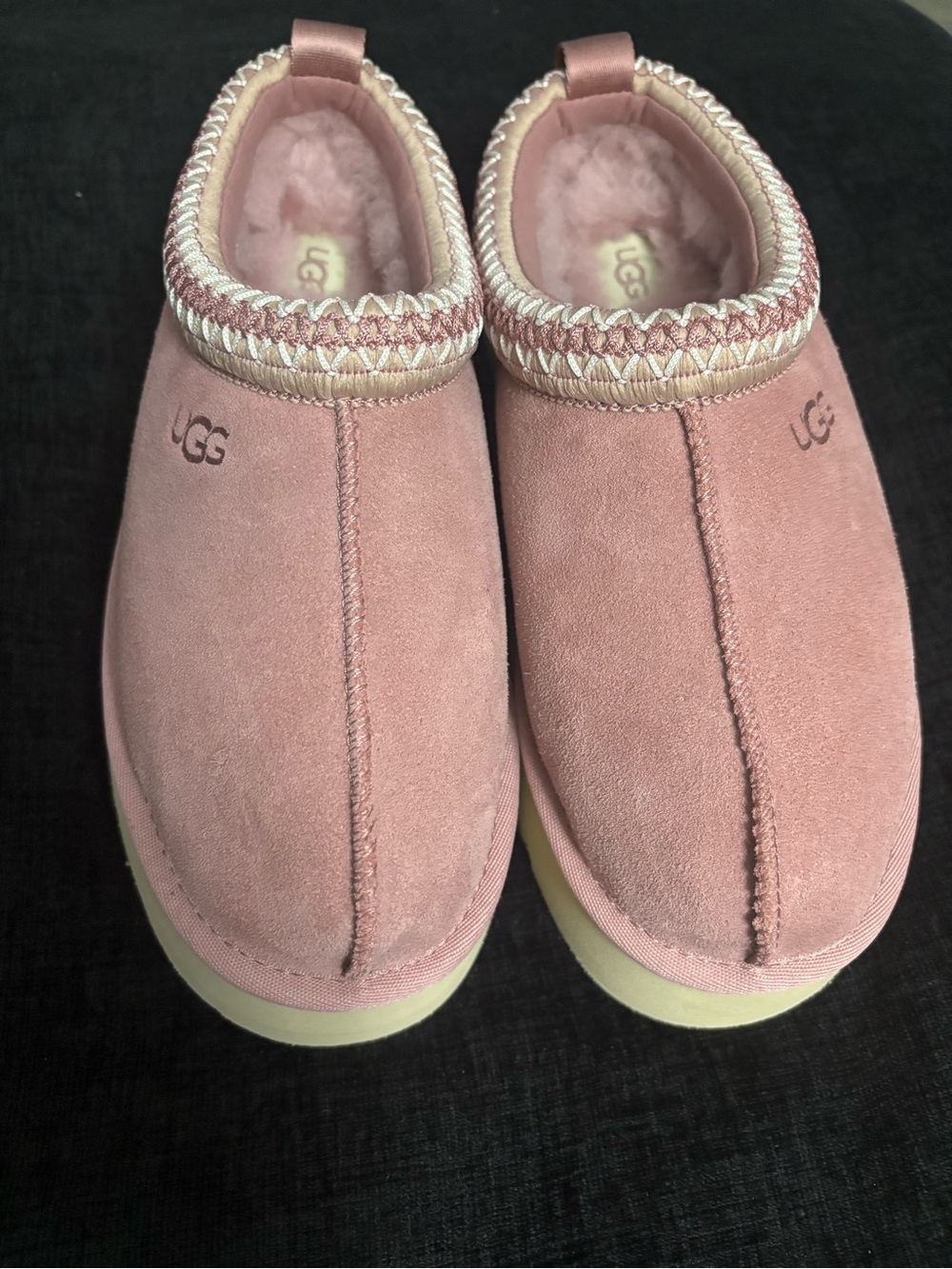 UGG Women's Pink Suede Slip-On Slippers